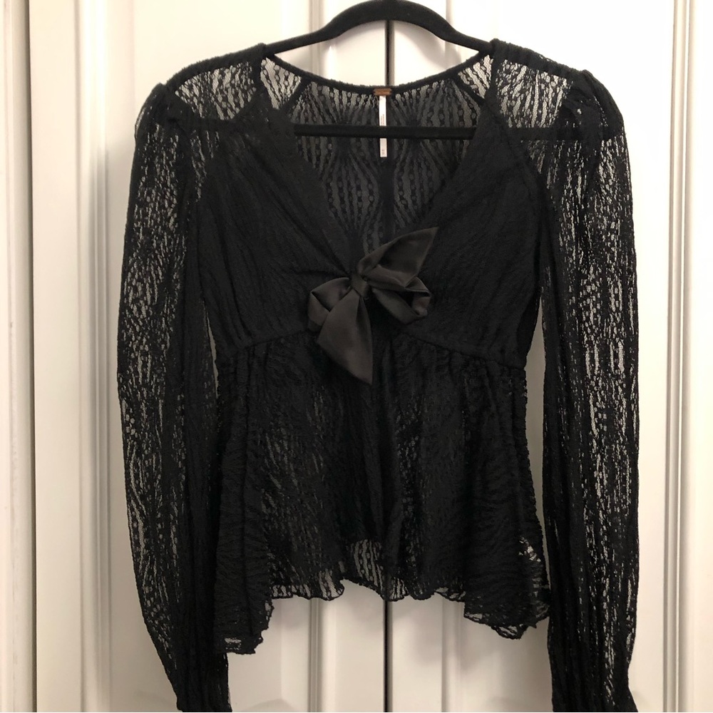 Free People lace blouse XS black